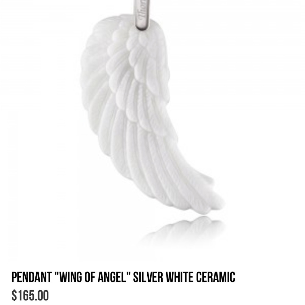 Angle Wing, Ceramic white , Rh Plated Silver $135